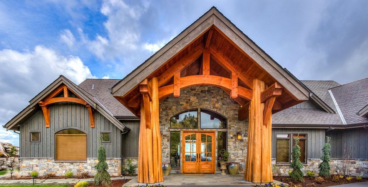 Rustic TImber Frame Home w/ Giant Log Entry