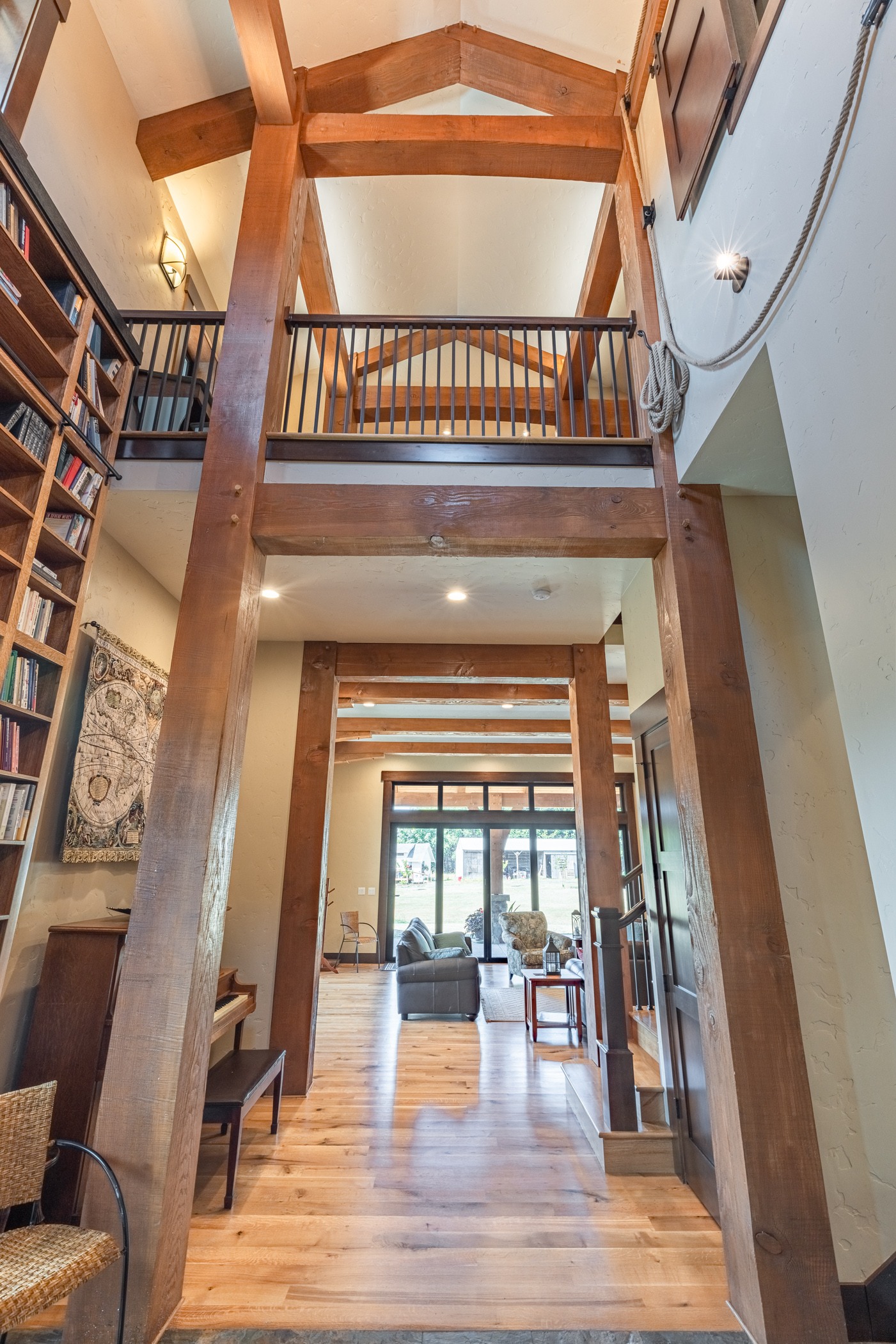 overhead entryway timber framing