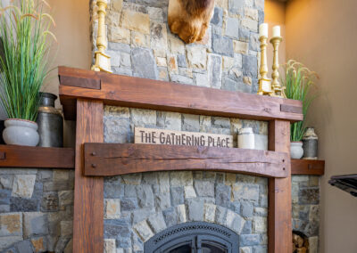 timber mantel fireplace