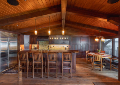 timber frame kitchen and island